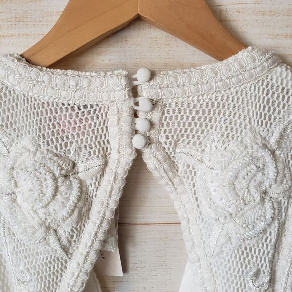 Not So Serious by Pallavi Mohan Deep V-Neck Mini Dress Sleeveless White Small - Picture 12 of 15